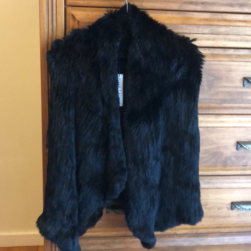 Never Worn Alice & Olivia Rabbit Fur Vest Size L